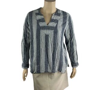 Old Navy Linen Blend Striped Tunic Blue White Size XL